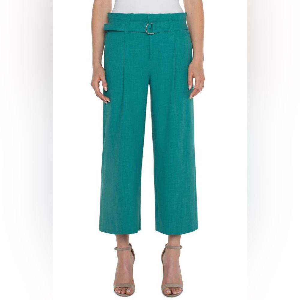 Liverpool Los Angeles Belted Paperbag Wide Leg Crop - Serpentine Size XL